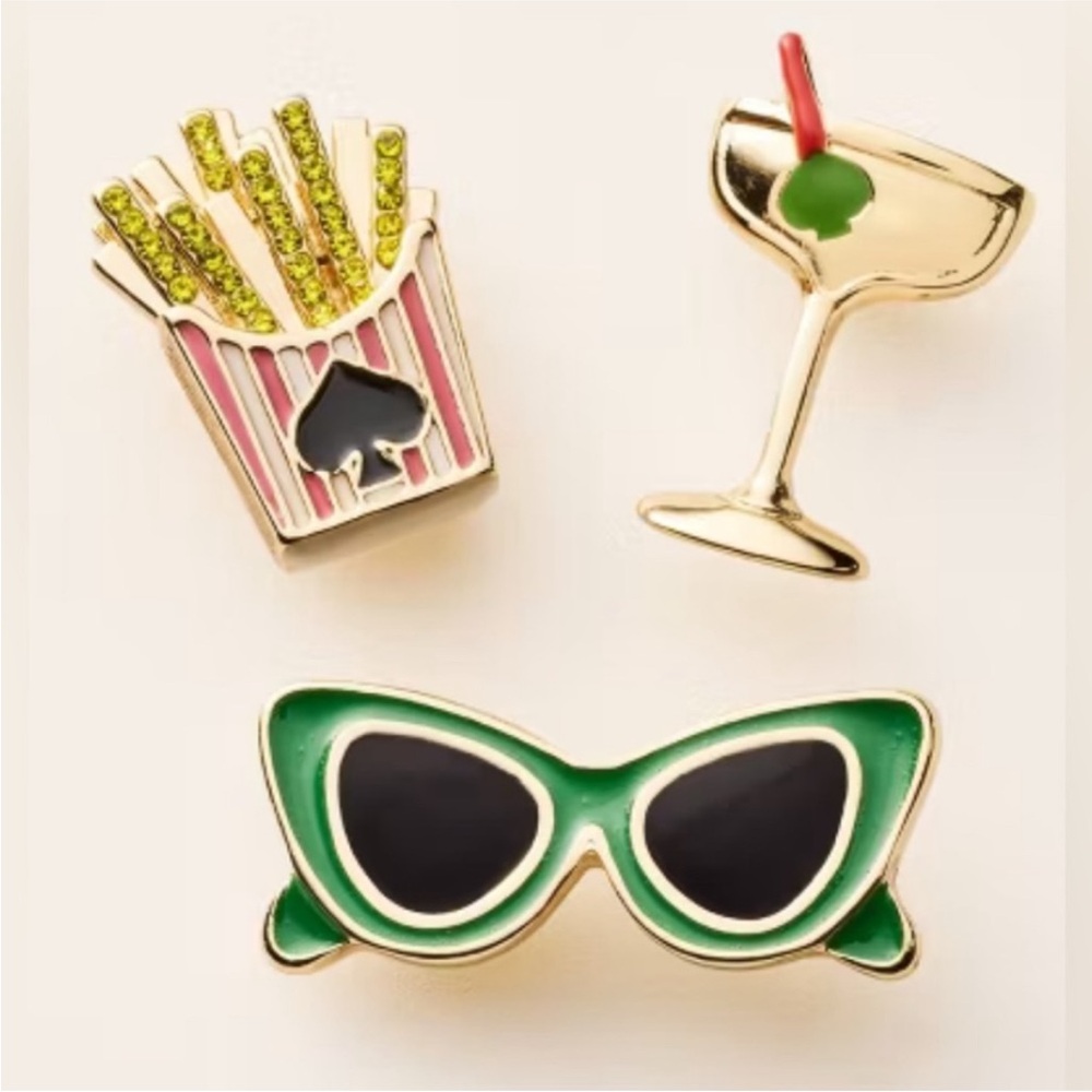 Kate Spade x Target collab Green and Gold Brooch Set of three pins - NWT